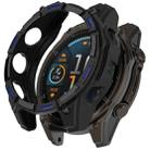 For Garmin Fenix 8 AMOLED 51mm Armor Hollow TPU Half Coverage Watch Protective Case(Black Blue) - 1