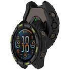 For Garmin Fenix 8 AMOLED 51mm Armor Hollow TPU Half Coverage Watch Protective Case(Black Green) - 3