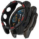 For Garmin Fenix 8 AMOLED 47mm Armor Hollow TPU Half Coverage Watch Protective Case(Black Red) - 1