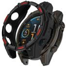 For Garmin Fenix 8 AMOLED 43mm Armor Hollow TPU Half Coverage Watch Protective Case(Black Red) - 1