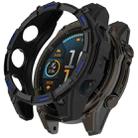 For Garmin Fenix 8 AMOLED 43mm Armor Hollow TPU Half Coverage Watch Protective Case(Black Blue) - 1