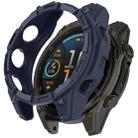 For Garmin Fenix 8 AMOLED 43mm Armor Hollow TPU Half Coverage Watch Protective Case(Midnight Blue) - 1