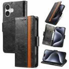 For iPhone 16 CaseNeo Splicing Dual Magnetic Buckle Leather Phone Case(Black) - 1