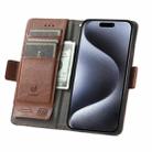 For iPhone 16 CaseNeo Splicing Dual Magnetic Buckle Leather Phone Case(Brown) - 3