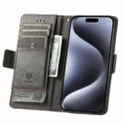 For iPhone 16 CaseNeo Splicing Dual Magnetic Buckle Leather Phone Case(Gray) - 3