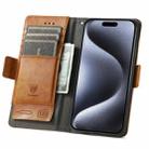 For iPhone 16 CaseNeo Splicing Dual Magnetic Buckle Leather Phone Case(Khaki) - 3