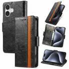 For iPhone 16 Plus CaseNeo Splicing Dual Magnetic Buckle Leather Phone Case(Black) - 1