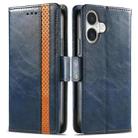 For iPhone 16 Plus CaseNeo Splicing Dual Magnetic Buckle Leather Phone Case(Blue) - 2