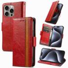 For iPhone 16 Pro CaseNeo Splicing Dual Magnetic Buckle Leather Phone Case(Red) - 1