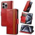 For iPhone 16 Pro Max CaseNeo Splicing Dual Magnetic Buckle Leather Phone Case(Red) - 1