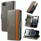 For iPhone 16e CaseNeo Splicing Dual Magnetic Buckle Leather Phone Case(Gray) - 1