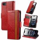 For iPhone 16e CaseNeo Splicing Dual Magnetic Buckle Leather Phone Case(Red) - 1