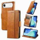 For iPhone Air CaseNeo Splicing Dual Magnetic Buckle Leather Phone Case(Khaki) - 1