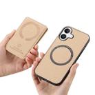 For iPhone 16 Carbon Fiber MagSafe Vertical Flip Card Bag Phone Case(Khaki) - 3