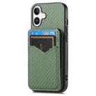 For iPhone 16 Carbon Fiber MagSafe Vertical Flip Card Bag Phone Case(Green) - 2