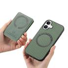 For iPhone 16 Carbon Fiber MagSafe Vertical Flip Card Bag Phone Case(Green) - 3