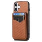 For iPhone 16 Carbon Fiber MagSafe Vertical Flip Card Bag Phone Case(Brown) - 2