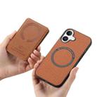 For iPhone 16 Carbon Fiber MagSafe Vertical Flip Card Bag Phone Case(Brown) - 3