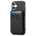 For iPhone 16 Plus Carbon Fiber MagSafe Vertical Flip Card Bag Phone Case(Black) - 2