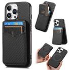 For iPhone 16 Pro Carbon Fiber MagSafe Vertical Flip Card Bag Phone Case(Black) - 1