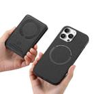 For iPhone 16 Pro Carbon Fiber MagSafe Vertical Flip Card Bag Phone Case(Black) - 3