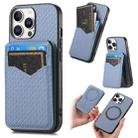 For iPhone 16 Pro Max Carbon Fiber MagSafe Vertical Flip Card Bag Phone Case(Blue) - 1