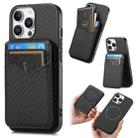 For iPhone 16 Pro Max Carbon Fiber MagSafe Vertical Flip Card Bag Phone Case(Black) - 1