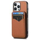 For iPhone 16 Pro Max Carbon Fiber MagSafe Vertical Flip Card Bag Phone Case(Brown) - 2