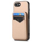 For iPhone 16e Carbon Fiber MagSafe Vertical Flip Card Bag Phone Case(Khaki) - 2