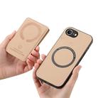 For iPhone 16e Carbon Fiber MagSafe Vertical Flip Card Bag Phone Case(Khaki) - 3