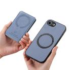 For iPhone 16e Carbon Fiber MagSafe Vertical Flip Card Bag Phone Case(Blue) - 3