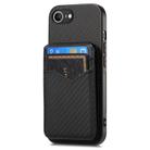 For iPhone 16e Carbon Fiber MagSafe Vertical Flip Card Bag Phone Case(Black) - 2