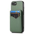 For iPhone 16e Carbon Fiber MagSafe Vertical Flip Card Bag Phone Case(Green) - 2