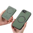For iPhone 16e Carbon Fiber MagSafe Vertical Flip Card Bag Phone Case(Green) - 3