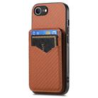 For iPhone 16e Carbon Fiber MagSafe Vertical Flip Card Bag Phone Case(Brown) - 2