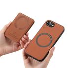 For iPhone 16e Carbon Fiber MagSafe Vertical Flip Card Bag Phone Case(Brown) - 3