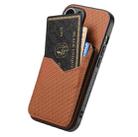 For iPhone Air Carbon Fiber MagSafe Vertical Flip Card Bag Phone Case(Brown) - 2