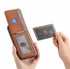 For iPhone Air Carbon Fiber MagSafe Vertical Flip Card Bag Phone Case(Brown) - 3