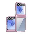 For Samsung Galaxy Z Flip5 Plating Transparent Folding Hinged Phone Case(Pink) - 1