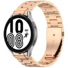 For Samsung Galaxy Watch 4 40 / 44mm Three Beads Button Quick Release Metal Watch Band(Rose Gold) - 1