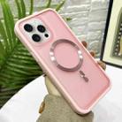 For iPhone 15 Pro Bread 3 in 1 MagSafe Acrylic Hybrid Silicone Phone Case(Pink) - 1