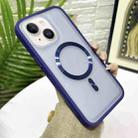 For iPhone 15 Bread 3 in 1 MagSafe Acrylic Hybrid Silicone Phone Case(Dark Blue) - 1