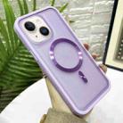 For iPhone 15 Bread 3 in 1 MagSafe Acrylic Hybrid Silicone Phone Case(Purple) - 1