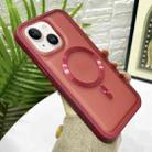 For iPhone 15 Bread 3 in 1 MagSafe Acrylic Hybrid Silicone Phone Case(Red) - 1