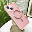 For iPhone 15 Bread 3 in 1 MagSafe Acrylic Hybrid Silicone Phone Case(Pink) - 1