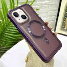 For iPhone 15 Bread 3 in 1 MagSafe Acrylic Hybrid Silicone Phone Case(Dark Purple) - 1