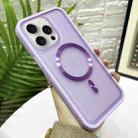 For iPhone 14 Pro Bread 3 in 1 MagSafe Acrylic Hybrid Silicone Phone Case(Purple) - 1