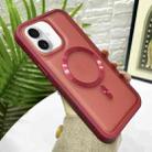 For iPhone 16 Bread 3 in 1 MagSafe Acrylic Hybrid Silicone Phone Case(Red) - 1