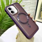 For iPhone 16 Bread 3 in 1 MagSafe Acrylic Hybrid Silicone Phone Case(Dark Purple) - 1