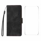 For iPhone 16 Plus ENKAY Embossed Rhombus Starry Leather Phone Case with Screen Film(Black) - 1